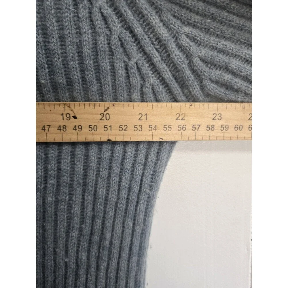 Vintage J Crew Sweater Mens M Turtleneck 100% Wool Ribbed Knit Blue Preppy